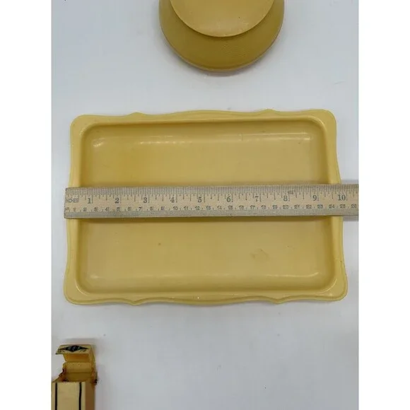 Vintage Celluloid Vanity Set Tray and Brushes Mirrors Perfume - Picture 8 of 16